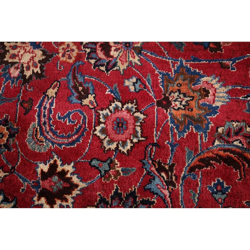 Floral Mashad Large Antique Persian Area Rug Handmade Wool Carpet - 9'6" x 16'4"