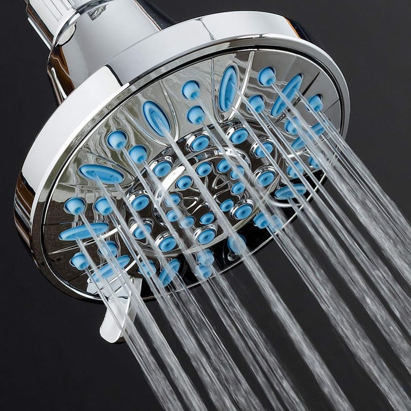 AquaDance Antimicrobial Aqua Blue 4 inch 6 Setting Shower Head