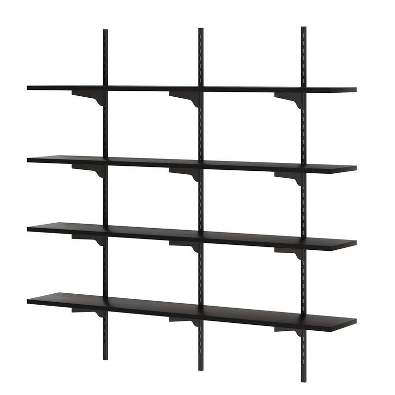 Wallniture Turin 48" Black Floating Wall Shelf with Adjustable Brackets, Hanging Shelves, Wall Mounted, Boho Decor, Tier Options