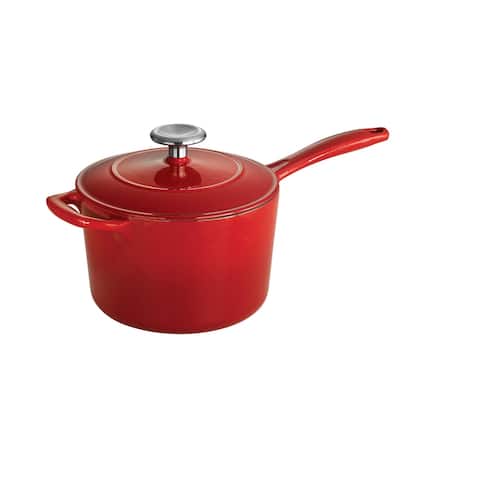 Tramontina 2.5 Qt Enameled Cast-Iron Series 1000 Covered Sauce Pan - Gradated Red