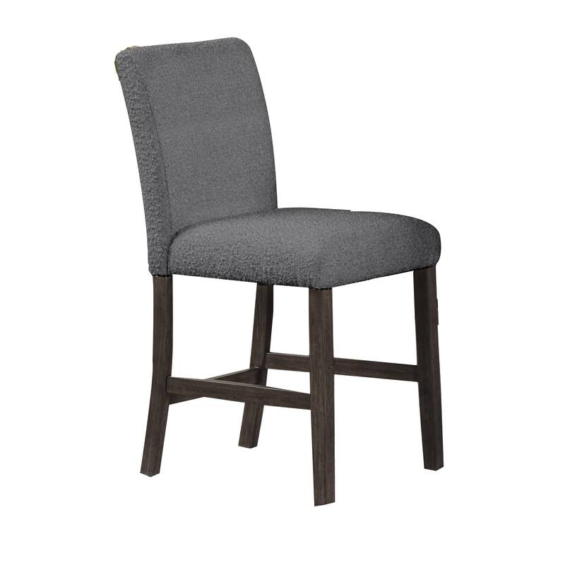 Ghy 25 Inch Dining Side Chair Set of 2, Gray Textured Upholstery, Brown