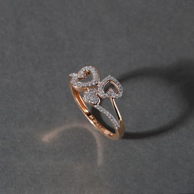 1/6ct TDW Triple Heart Diamond Promise Fashion Ring in 10K Gold for Women