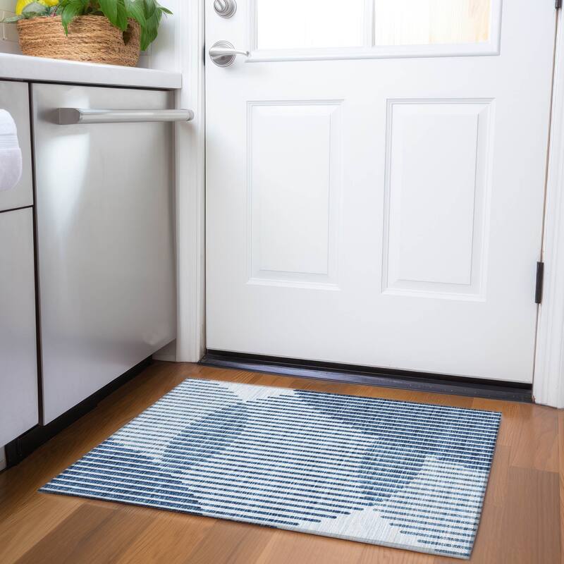 Premium Washable Super Soft Modern Allure Mayfield Rug - Blue - 1'8" x 2'6"