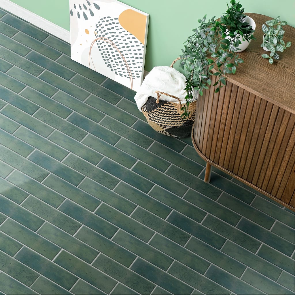 Merola Tile Capri Brick Oliva 2-1/2" x 10" Porcelain Floor and Wall Tile