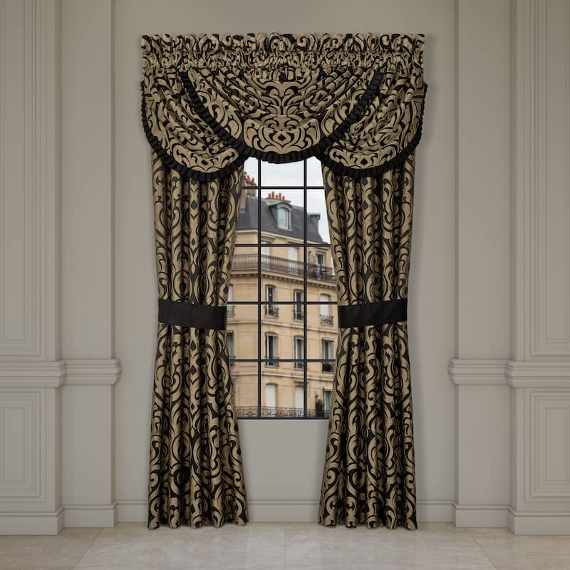 Bolero Black And Gold Window Panel Pair - 95 Inches