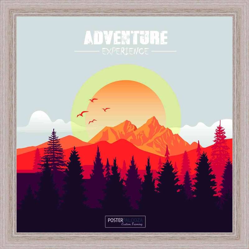 24x24 Frame Light Brown Oak Wooden Square Picture Frame with UV Acrylic, Backing, & Hanging