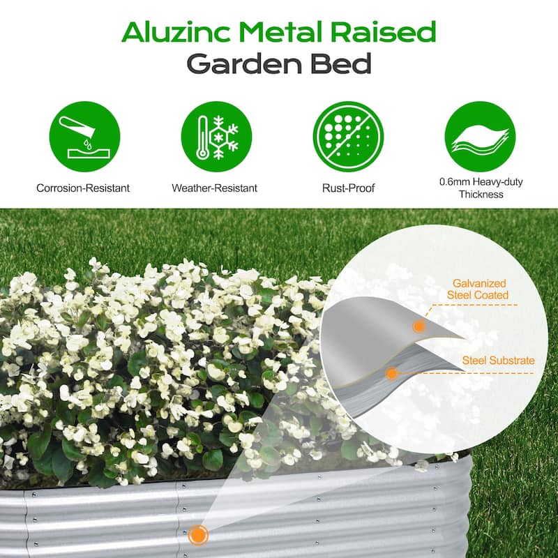 Aoodor Metal Multiple Combination Raised Garden Bed - 88.6"W x 27.5"D x 17"H