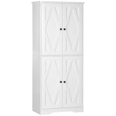 70.75" Farmhouse Kitchen Pantry Cabinet, Freestanding Tall Storage Cabinet with 4 Barn Doors and Adjustable Shelves
