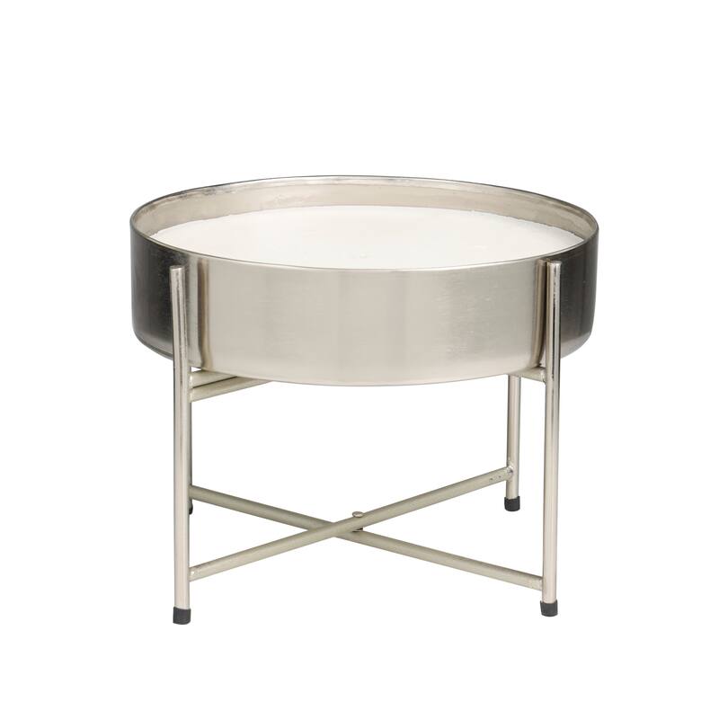 Silver Metal Sweet Bamboo Scented Wide Wick Candle with White Wax