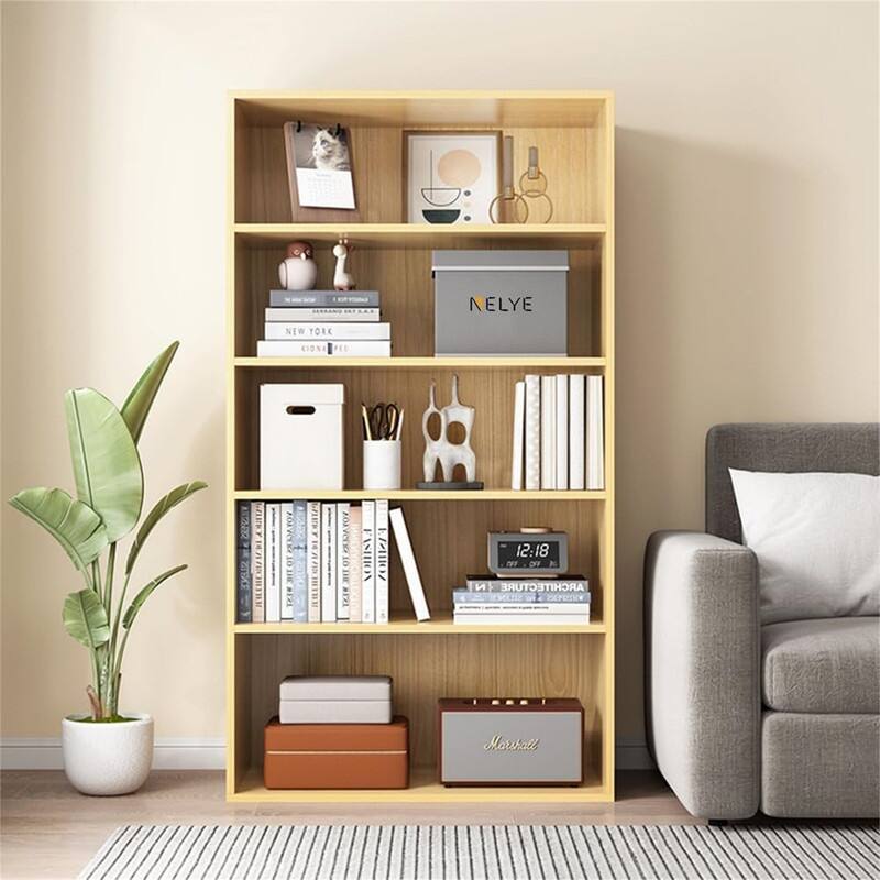 Basic Open Shelf Bookcase - 4-Tier Wooden Cube Storage Shelves