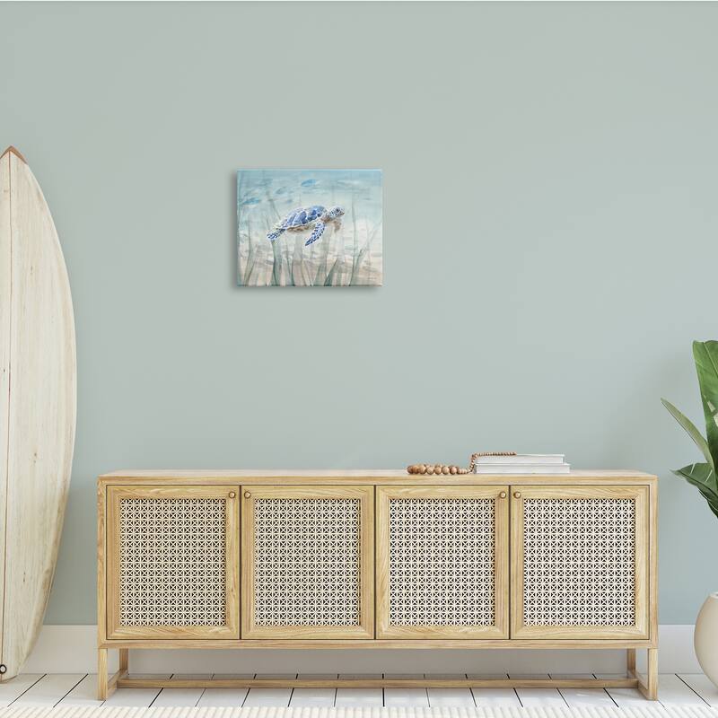 Stupell Baby Sea Turtle Blue Speckled Aquatic Animal Ocean Canvas Wall Art