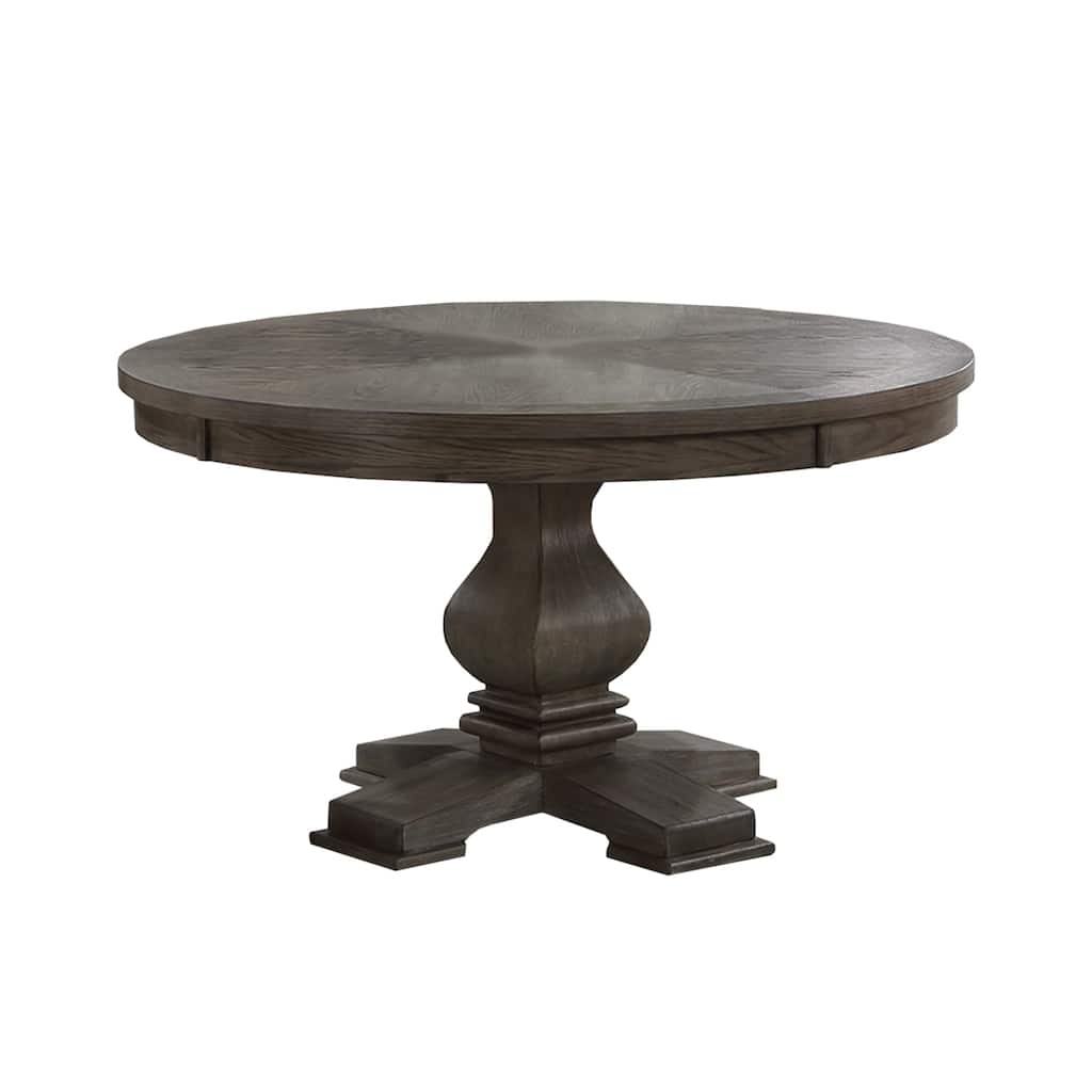 Round Wooden Dining Table with Pedestal Base in Oak