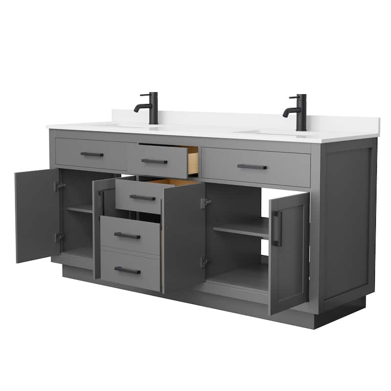 Beckett TK 72-inch Double Vanity, Single Hole Quartz Top