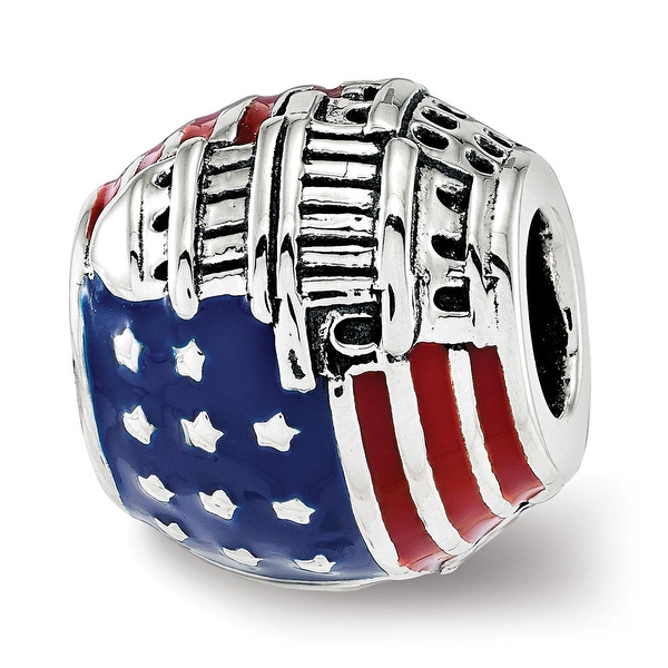Sterling Silver Reflections Enameled American Flag Bead