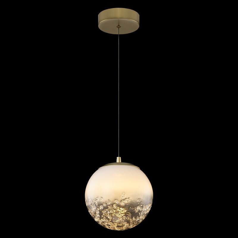 Modern LED Pendant Light with Translucent White Glass Globe - Dia.8-in