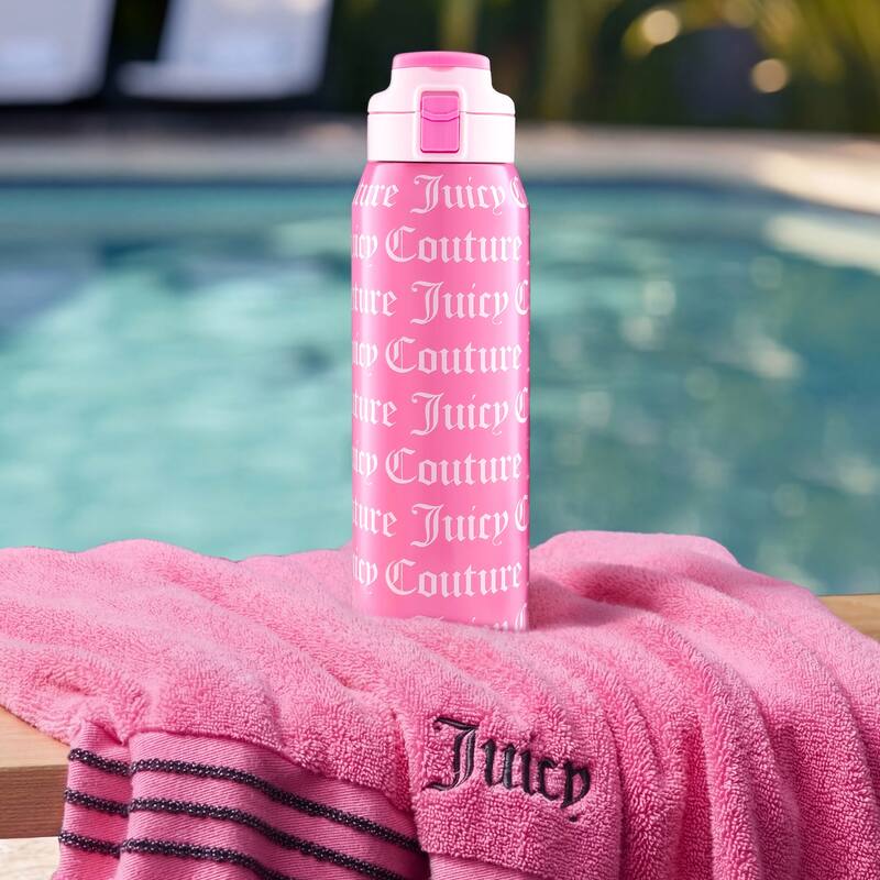 Juicy Couture Glam Getaway Hydration Stainless Steel Tumbler with Flip Top Lid