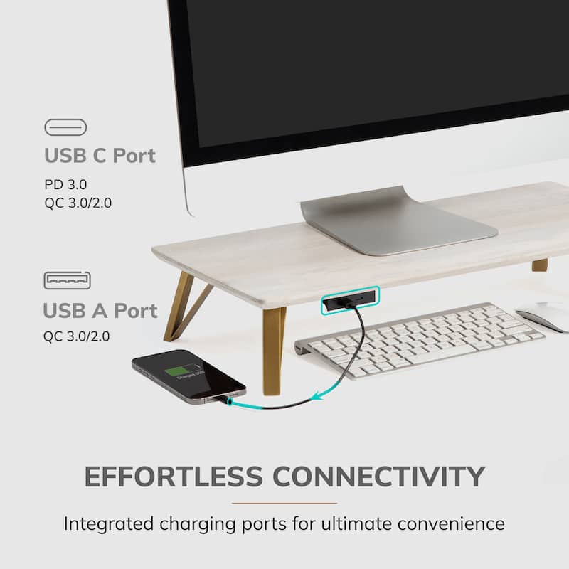 Jani Wood Monitor Stand Riser Desk - Ergonomic Design Stand, Desktop Organizer Table for Home, Office Workspace, Gaming Desk