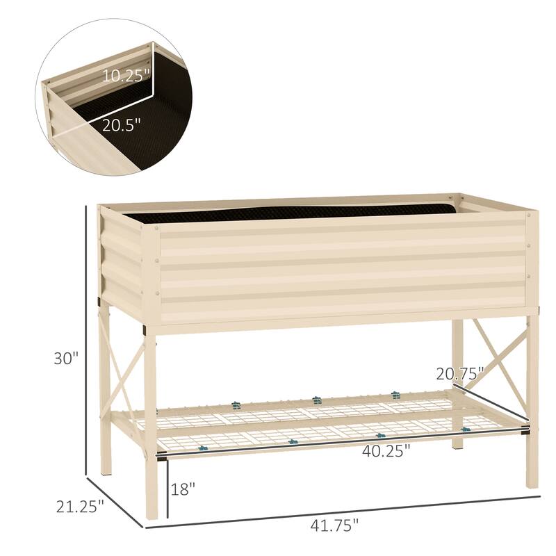 Countryside Style Garden Bed with Legs and Bed Liner, for Backyard and Patio Grow Vegetables Herbs and Flowers Natural