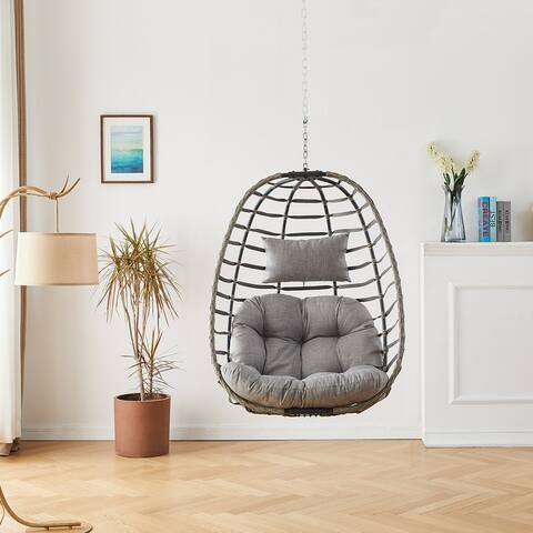 Hanging Egg Chair without Stand, Foldable Porch Swing Basket Chair