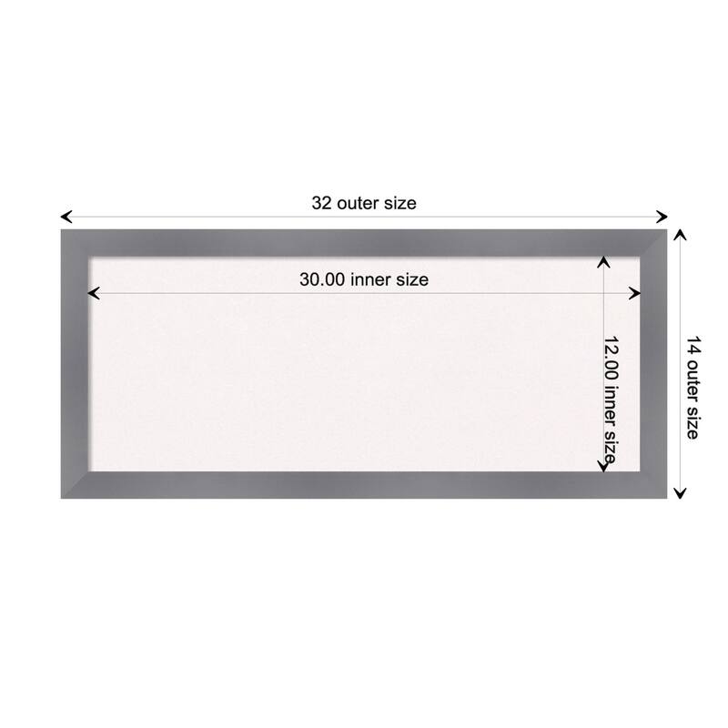 Edwin Grey Wood Framed White Corkboard Bulletin Board - Board Size 30x12