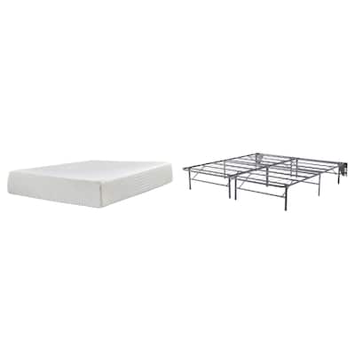 Signature Design by Ashley Chime 12 Inch Memory Foam Black/White 2-Piece King Mattress Package