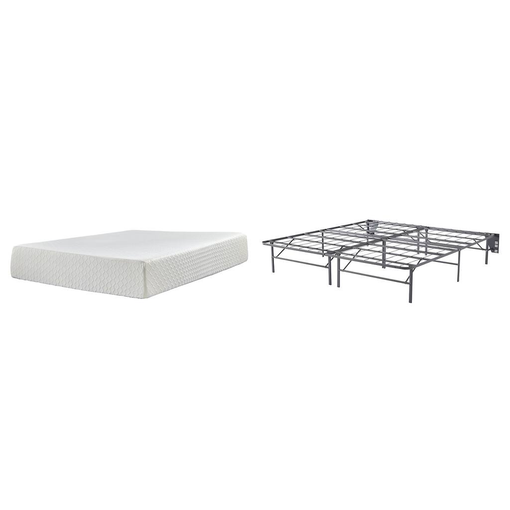 Signature Design by Ashley Chime 12 Inch Memory Foam Black/White 2-Piece King Mattress Package