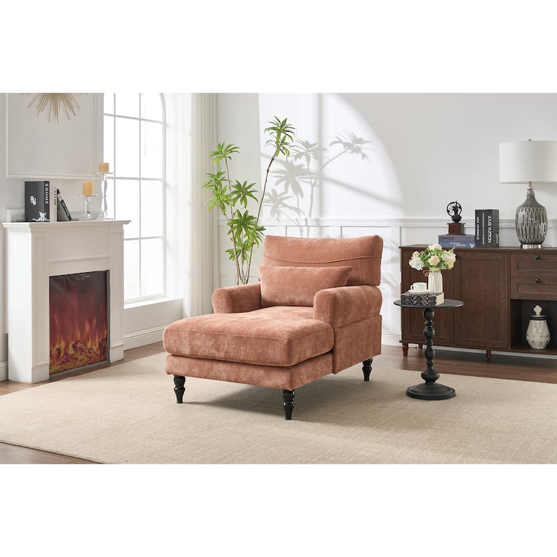 GDFStudio - Marcelline Chaise Lounge Recliner with Solid Wood Frame and Cushion