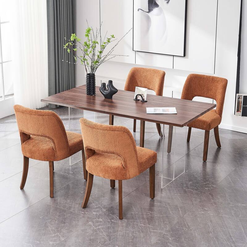 Wooden Dining Chairs Set of 2/4/6,Modern Fabric Upholstered Dining Room Chair Kitchen Chairs