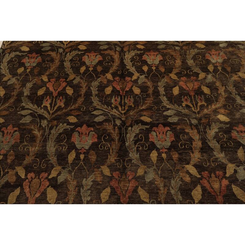 8x9'9'' Hand Knotted Wool Brown Traditional Kalaty Oushak Rug - 8' x 9' 9''