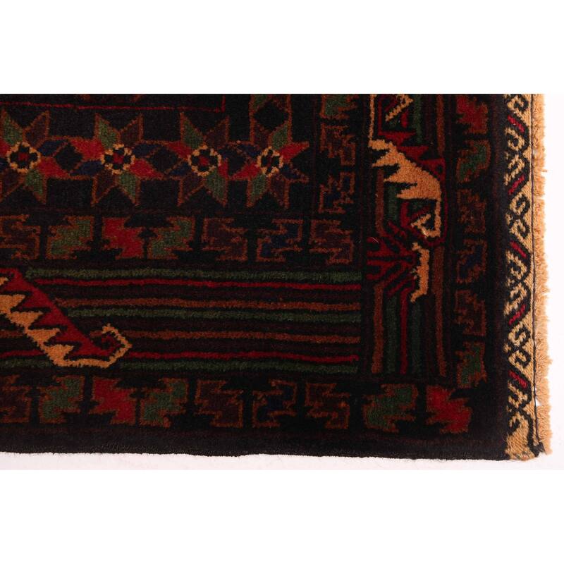 ECARPETGALLERY Hand-knotted Teimani Black, Brown Wool Rug - 3'10 x 6'6