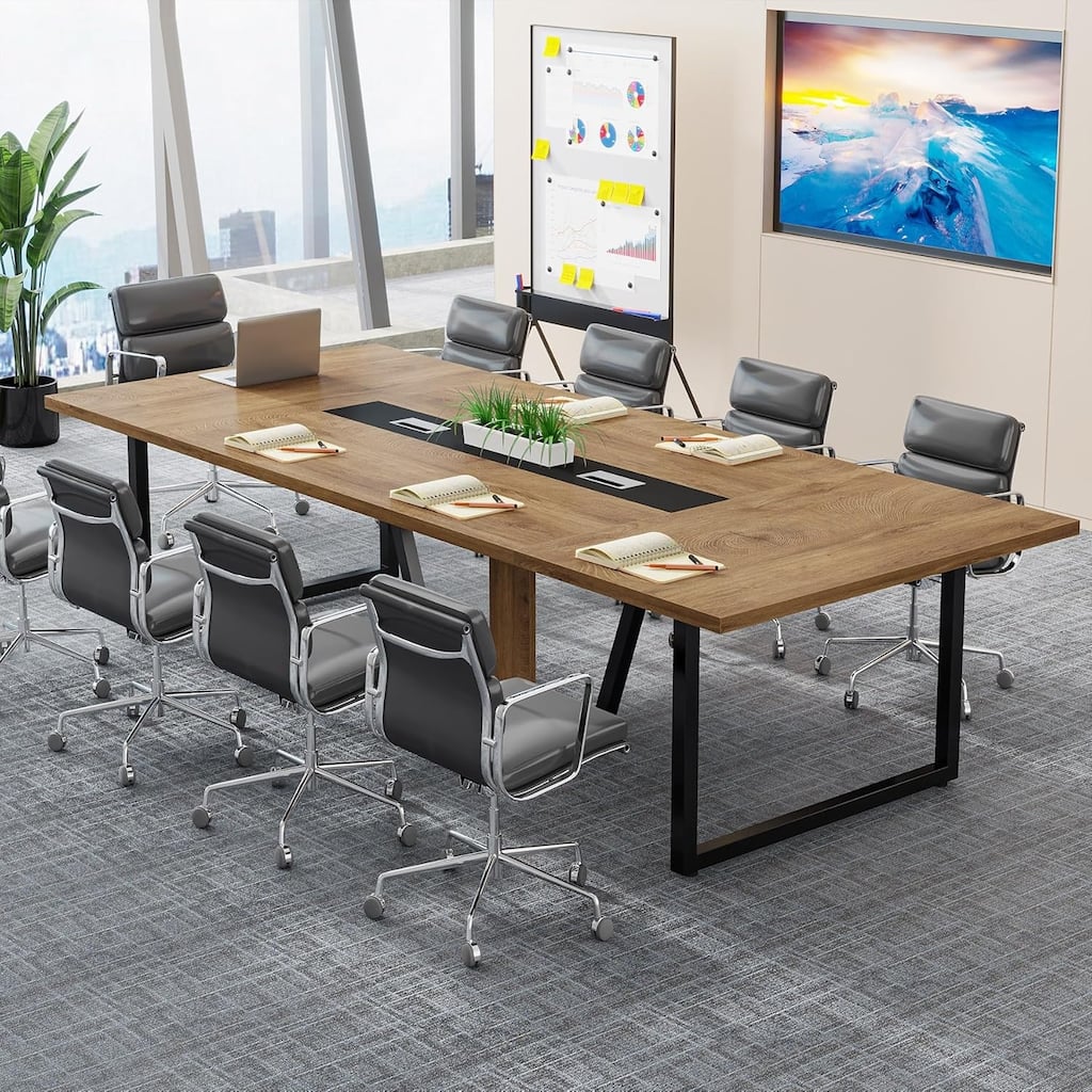 8FT Conference Table, Large Meeting Table for 10 People, 94.49" L x 47.24" W - 94.49" L × 47.24" W × 29.53" H