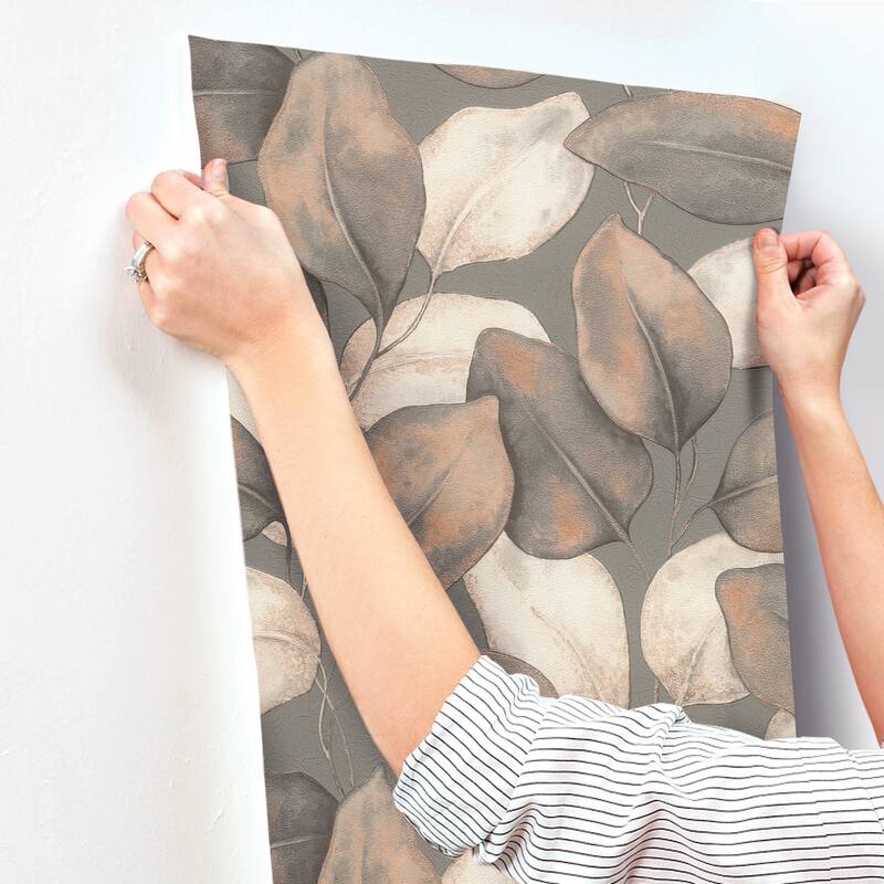 A-Street Prints Evanthe Charcoal Vine Wallpaper