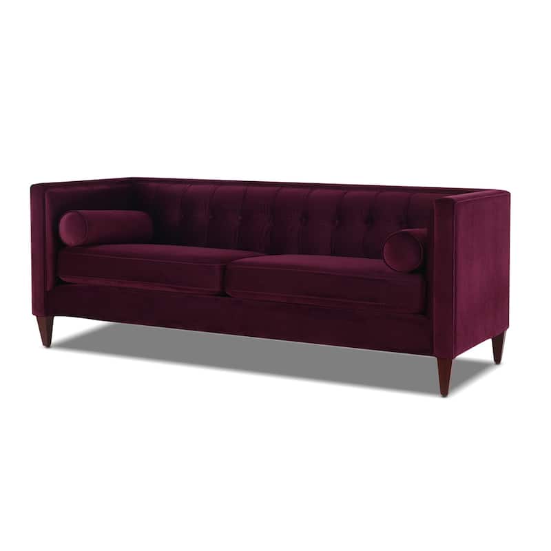Jack 84" Mid-Century Modern Tuxedo Sofa with Bolster Pillows