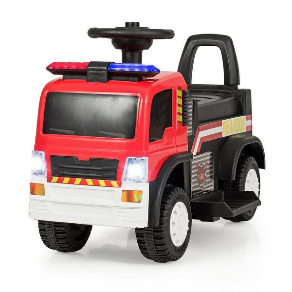slide 2 of 6, Kids 6V Battery Powered Electric Ride On Fire Truck Red