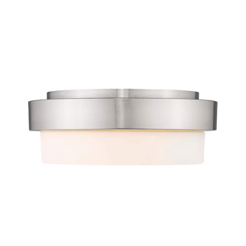 Wry Lighting Morgon 2-light 11" Flush Mount in Pewter and Opal Glass