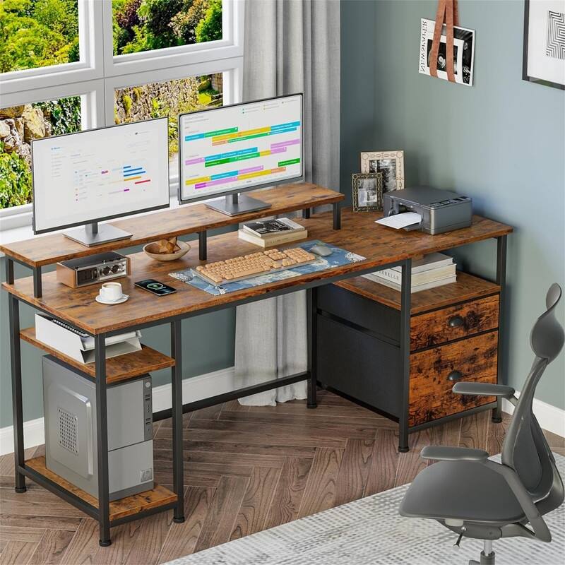 Computer Desk with Shelves