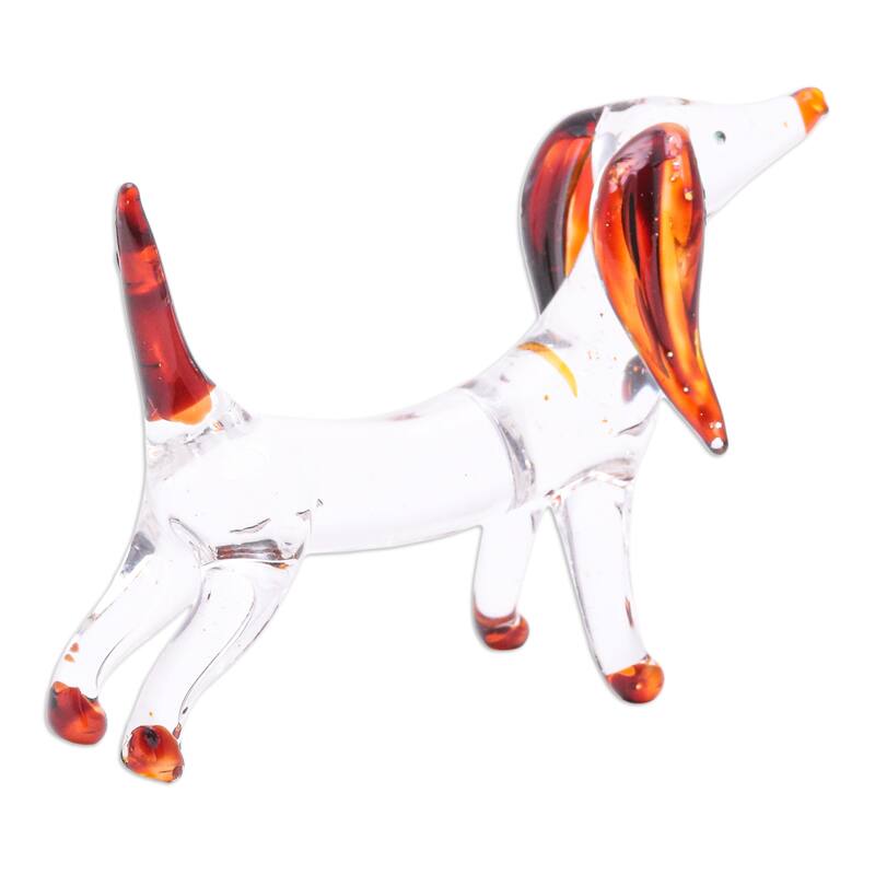 Novica Handmade Courage Dachshund Handblown Glass Figurine