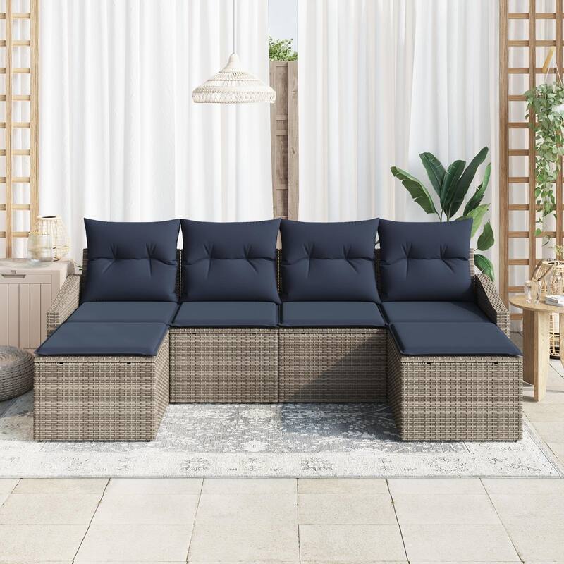 vidaXL 6 Piece Garden Sofa Set with Cushions - 91.7×46.1×27.2