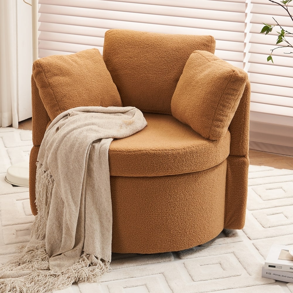 Teddy Fabric Swivel And Storage Chair
