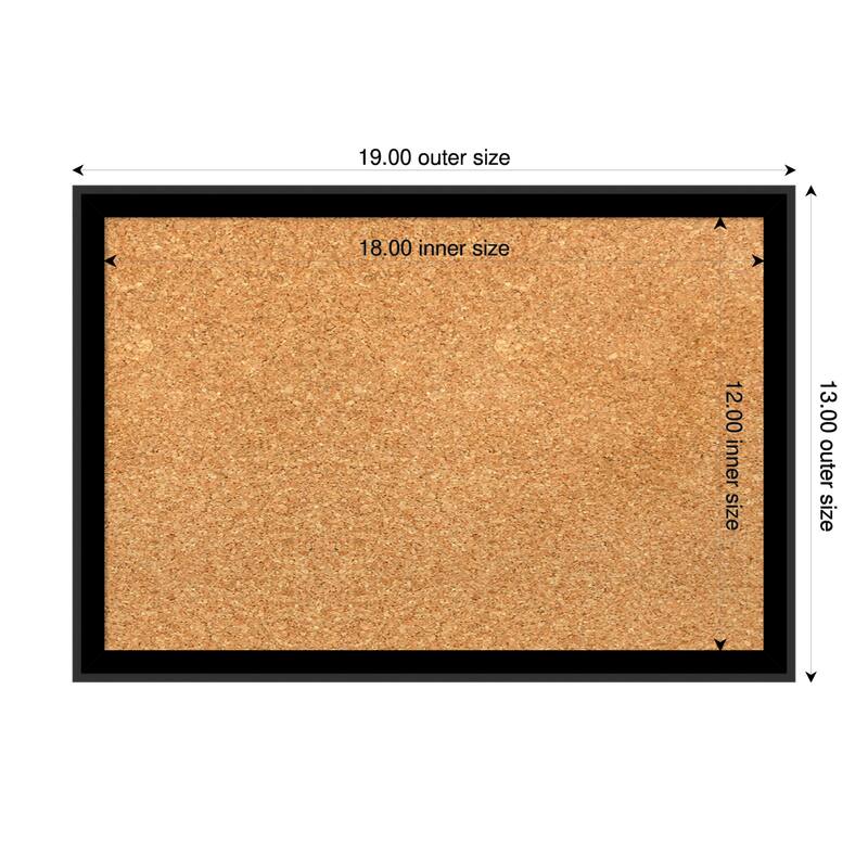 Incline Black Wood Framed Cork Board - Bulletin Board, Organization Board, Pin Board - Natural - 19 x 13 in