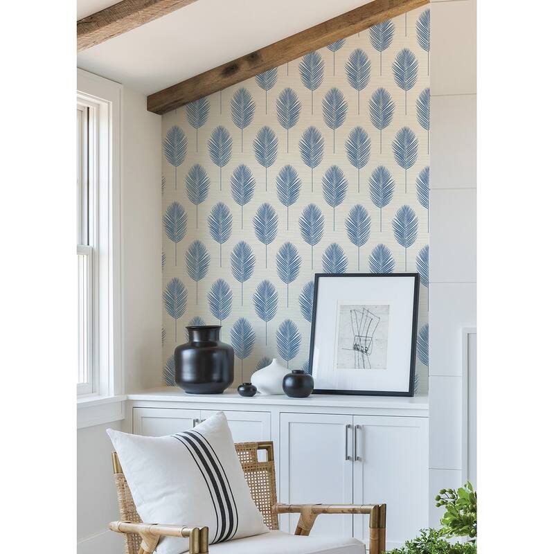 A-Street Prints Bali Blue Fern Wallpaper