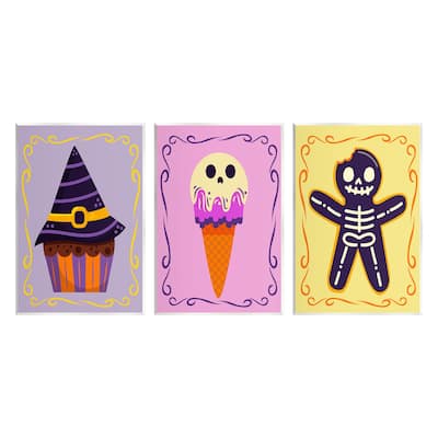 Stupell Varied Halloween Desserts 3 Piece Wall Plaque Art Set Design by Lil' Rue - Multi-Color