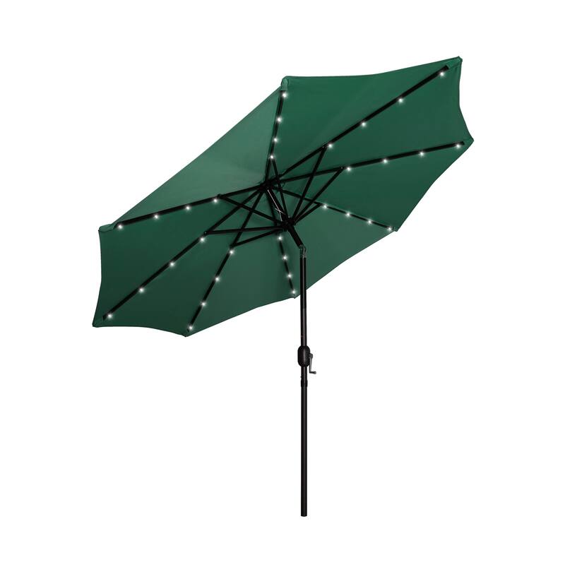 Lucent 9-foot Solar Led Lighted Patio Umbrella - Dark Green