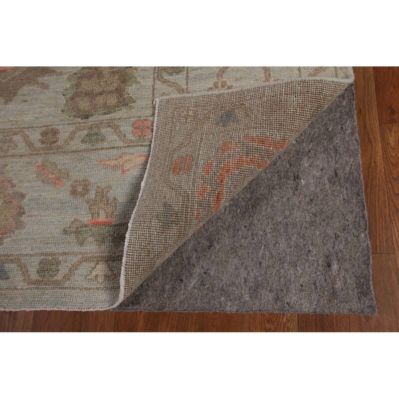 Light Blue Turkish Oushak Vegetable Dye Area Rug Handmade Wool Carpet - 8'2"x 9'10"