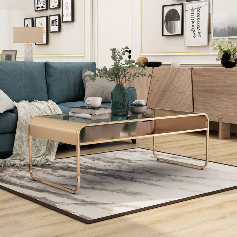 Watler Contemporary 48-inch Glass Top 1-Shelf Coffee Table by Furniture of America