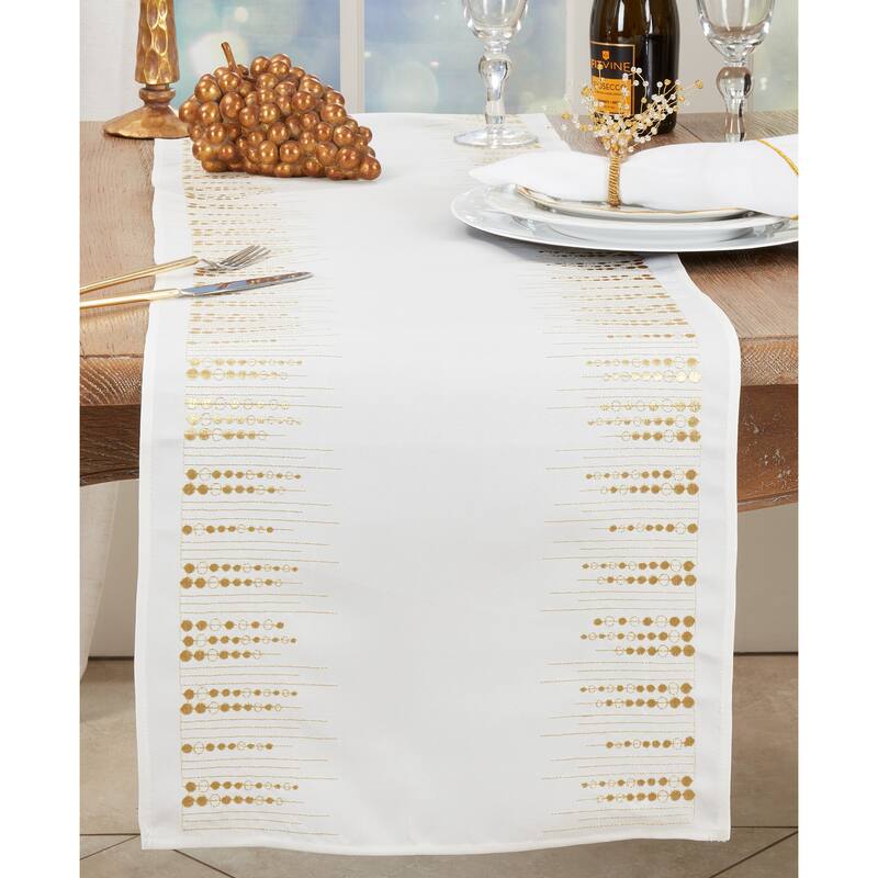 Elegant Embroidered Dots Table Runner