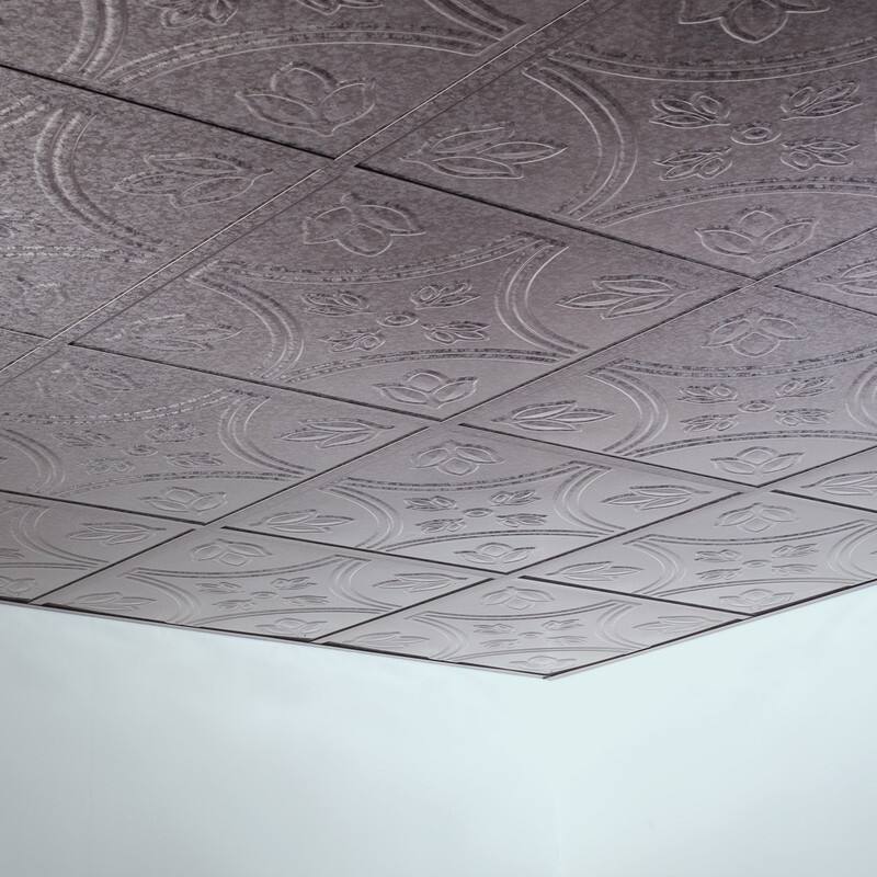 FASÄDE Traditional Style 5 Decorative Vinyl 2ft x 2ft Lay in Ceiling Panel in Galvanized Steel (5 Pack)