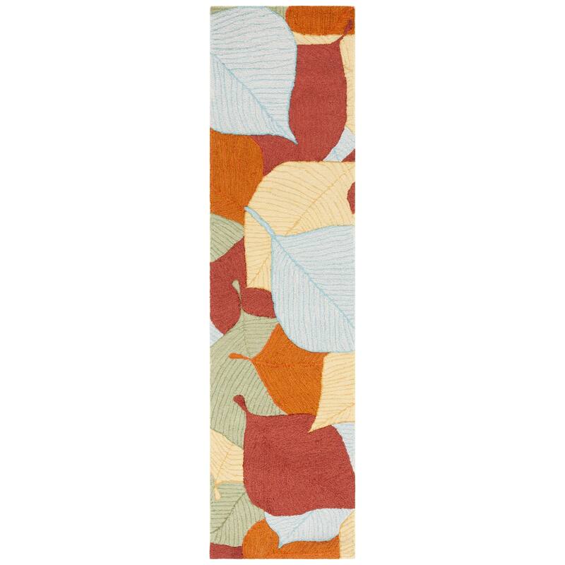 SAFAVIEH Handmade Easy Care Anete Abstract Rug - 2'3" x 9' Runner - Rust/Green