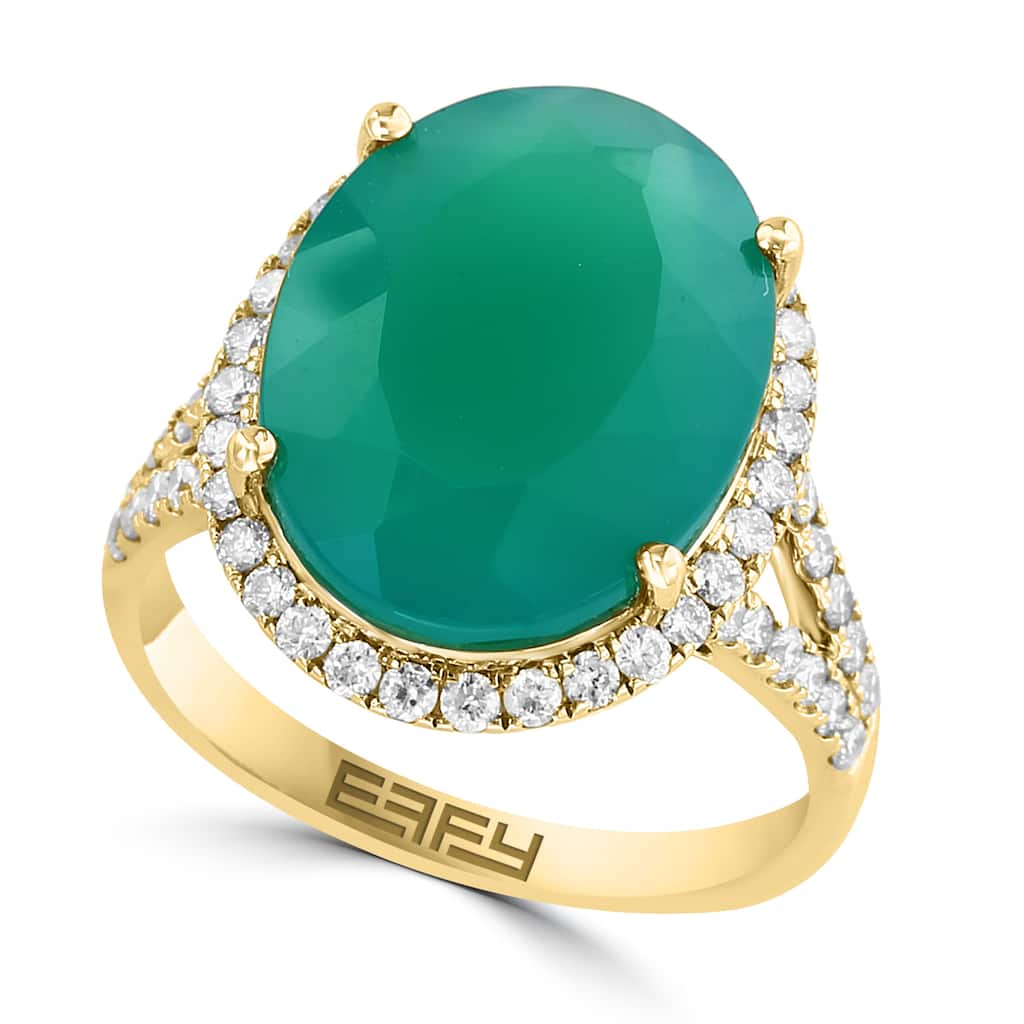 EFFY 14K Gold Diamond,Green Onyx Oval Ring