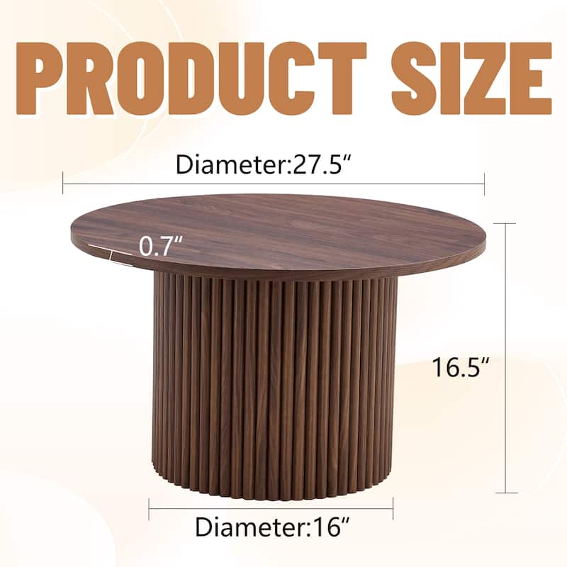 27.5" MDF Coffee Table with Roman Column Legs and Hidden Storage for Living Room